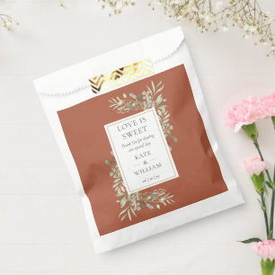 Terrakotta Grün Liebe ist süße Hochzeit Geschenktütchen