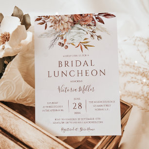 Terrakotta-Herbst-Blumen-Boho-Hochzeits-Luncheon Einladung