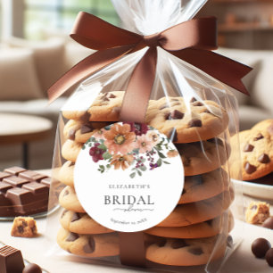 Terrakotta-Herbst-Blumen-Brautparty Runder Aufkleber