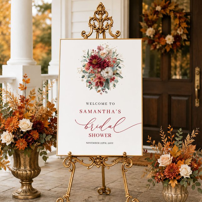 Terrakotta-Herbst-Blumen-Hochzeitsdusche-Willkomme Poster (Fall terracotta floral bridal shower welcome sign art

)