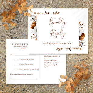 Terrakotta-Herbst-Blumen-Songwunsch-Antwortkarte Einladungspostkarte
