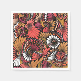 Terrakotta-Herbst-Blumen-Zentangle-Muster-Papier N Serviette