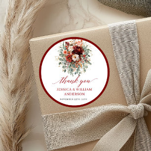 Terrakotta-Herbst-Boho-Hochzeitsaufkleber-Design Runder Aufkleber