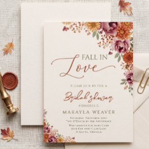 Terrakotta-Herbst-Brautparty "Fall in Love" Einladung