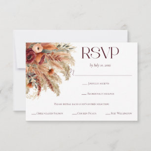 Terrakotta Herbst getrocknete Blumen Pampas Auswah RSVP Karte