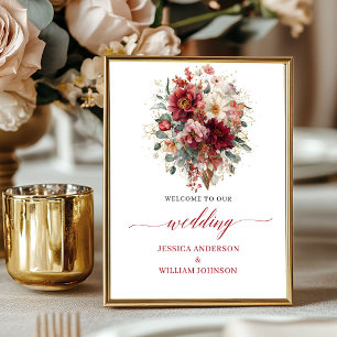 Terrakotta Herbstblumen 8x10 Boho Hochzeit Willkom Poster