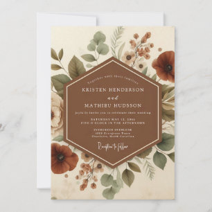 Terrakotta Hochzeit im Vintage Flora Stil Einladung