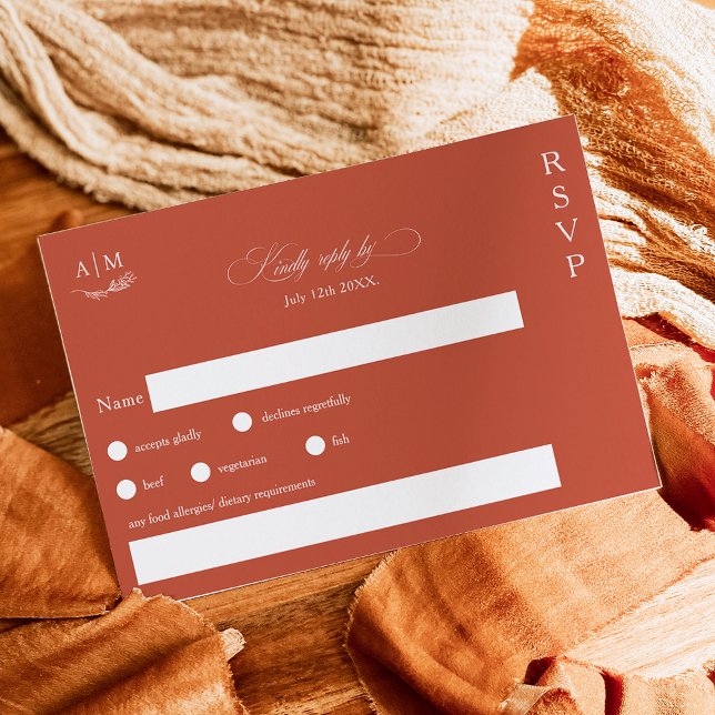 Terrakotta-Hochzeit mit Blumen RSVP Karte (Von Creator hochgeladen)