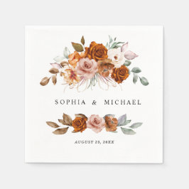 Terrakotta Hochzeit mit verbrannt-orangen Blumenmo Serviette