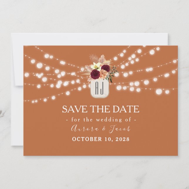 Terrakotta-Hochzeit Save The Date (Vorderseite)