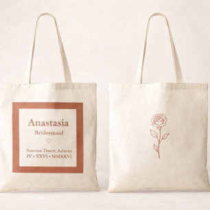 Terrakotta-Hochzeit-Willkommen-Tasche mit Rose Tragetasche