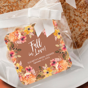 Terrakotta-Hochzeitsdusche mit floralen Motiven zu Quadratischer Aufkleber