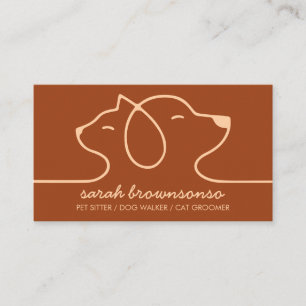 Terrakotta Hund Katze Haustier Linienkunst Logo Ve Visitenkarte