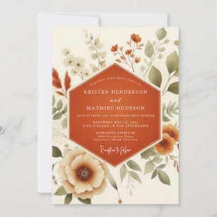 Terrakotta-Irdische Botanische Hochzeit Einladung