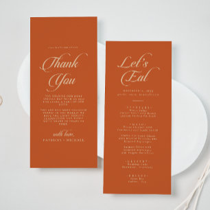 Terrakotta-Kalligrafie-Dankeschön und Hochzeit Menükarte