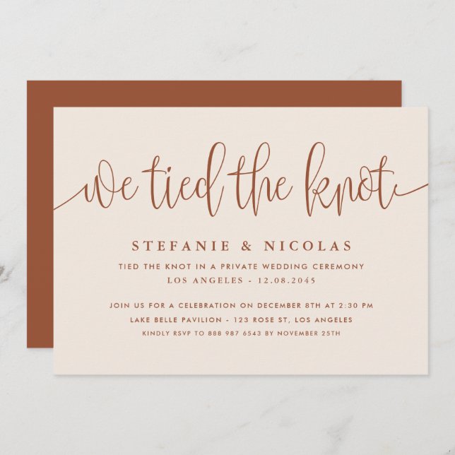 Terrakotta-Kalligraphie Wir tippten die Knotenhoch Einladung (Vorne/Hinten)