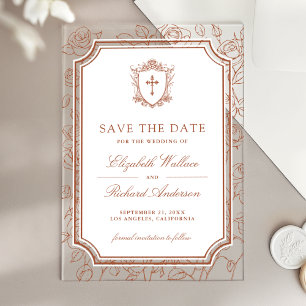 Terrakotta Katholische Hochzeit Save the Date Acryleinladungen