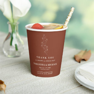 Terrakotta Kleine Blume Minimal Trinken Hochzeit Pappbecher