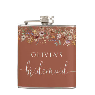 Terrakotta-Kleine-Wildblumen-Braut-Party-Flasche Flachmann