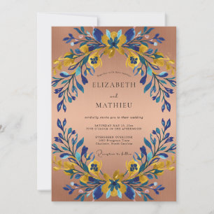 Terrakotta kobaltbemalte Hochzeit Einladung