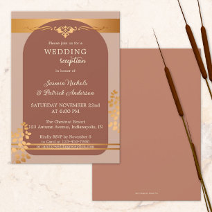Terrakotta-Kupfer-Herbst-Hochzeitsempfang Einladung