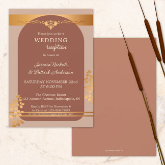 Terrakotta-Kupfer-Herbst-Hochzeitsempfang Einladung