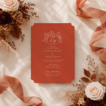 Terrakotta-Kürbis-Monogramm-Hochzeit