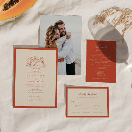 Terrakotta-Kürbis-Monogramm-Hochzeitseinladung Einladung