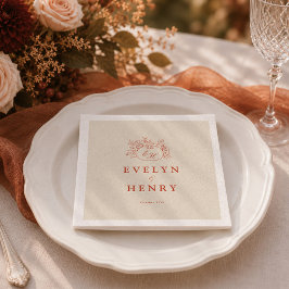 Terrakotta-Kürbis-Monogramm-Hochzeitsservietten Serviette