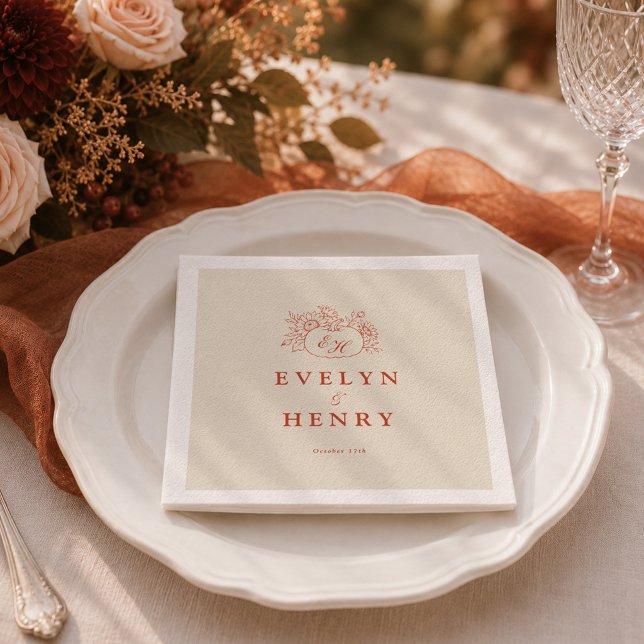 Terrakotta-Kürbis-Monogramm-Hochzeitsservietten Serviette (Von Creator hochgeladen)