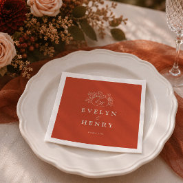 Terrakotta-Kürbis-Monogramm-Hochzeitsservietten Serviette
