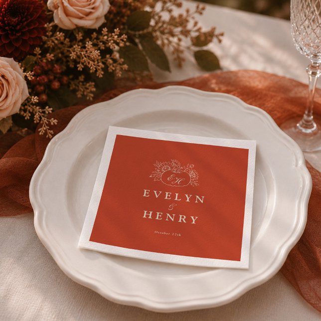 Terrakotta-Kürbis-Monogramm-Hochzeitsservietten Serviette (Von Creator hochgeladen)