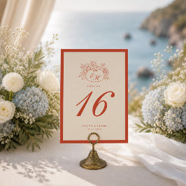 Terrakotta-Kürbis-Monogramm-Hochzeitstisch-Nummer Einladung