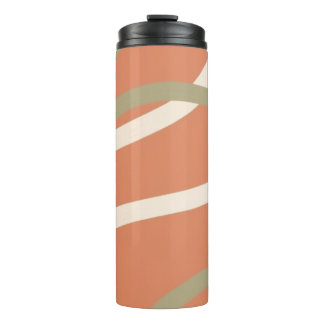 Terrakotta-Linienmuster | Creme & Oliv  Thermosbecher