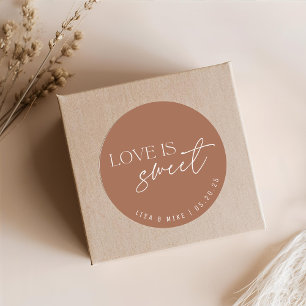Terrakotta Love is Sweet Hochzeitsgeschenk Runder Aufkleber