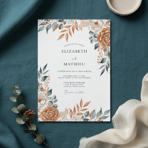 Terrakotta-Malerei-Blumenhochzeit Einladung
