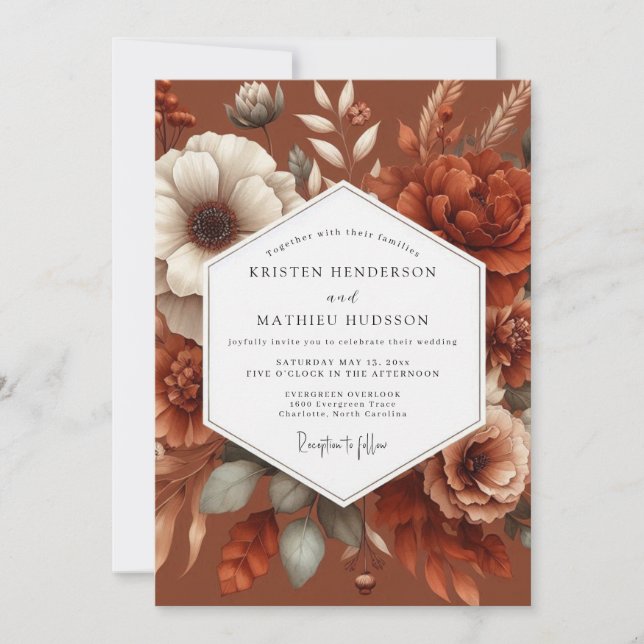 Terrakotta-Malerei-Boho-Hochzeit Einladung (Vorderseite)