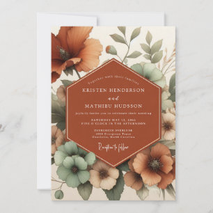 Terrakotta-Malerei-Mohn-Hochzeit Einladung