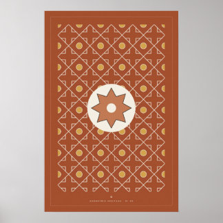 Terrakotta-Marokkanisches Fliesenmuster-Wandkunstp Poster