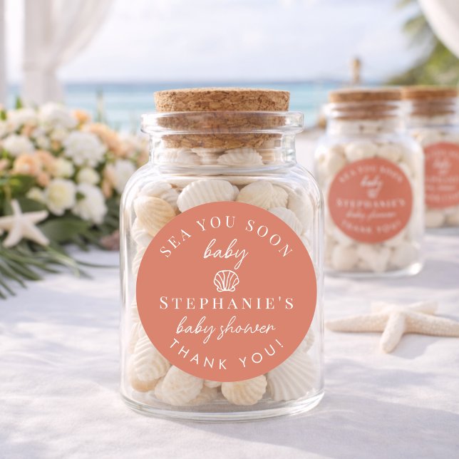 Terrakotta Meer Bis Bald Danke Baby Shower Runder Aufkleber (Von Creator hochgeladen)