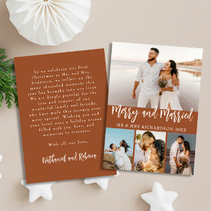 Terrakotta Merry & Married Foto-Collage Weihnachte Feiertagskarte