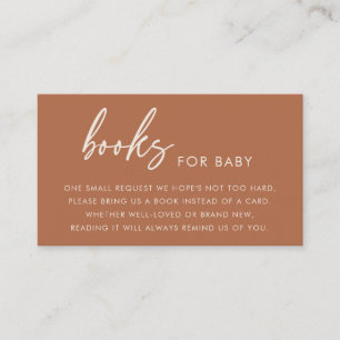 Terrakotta-Minimalist-Boho-Bücher für Baby Shower Begleitkarte