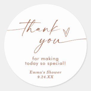 Terrakotta-Minimalist-Dankeschön-Sticker Runder Aufkleber