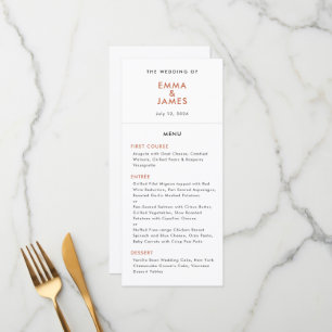Terrakotta-Minimalist-Et-Zeichen-Hochzeit Elegan Menükarte
