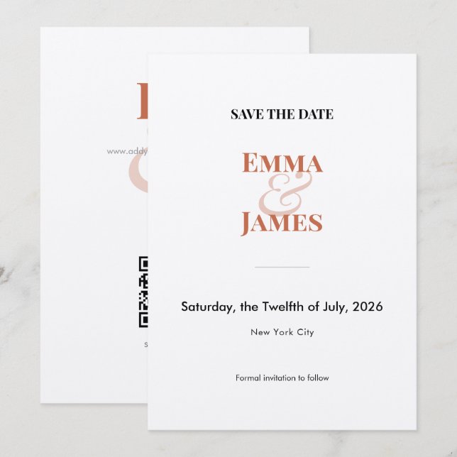Terrakotta-Minimalist-Et-Zeichen Save the Date (Vorne/Hinten)