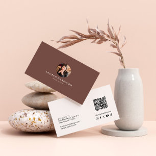 Terrakotta-Minimalist-Foto-QR-Code-Soziale Medien Visitenkarte