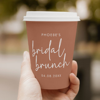 Terrakotta Minimalist Schrift Hochzeitsbrunch Pappbecher