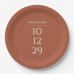 Terrakotta-Minimalist-Sonderdatum-Hochzeit Pappteller