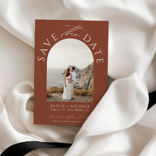 Terrakotta moderne Foto-Hochzeit Save The Date