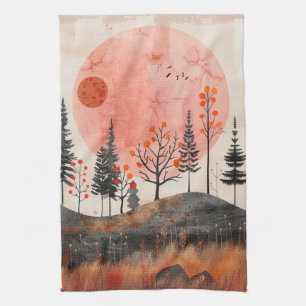 Terrakotta-Mond Kupfer Herbst Volks Wald Kunst Geschirrtuch